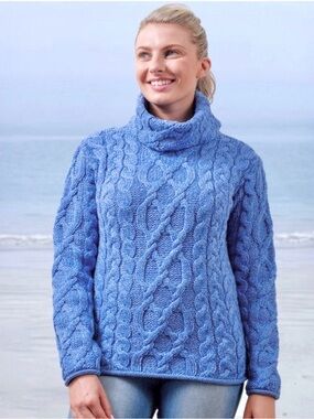 Aran wedgewood blue turtleneck sweater